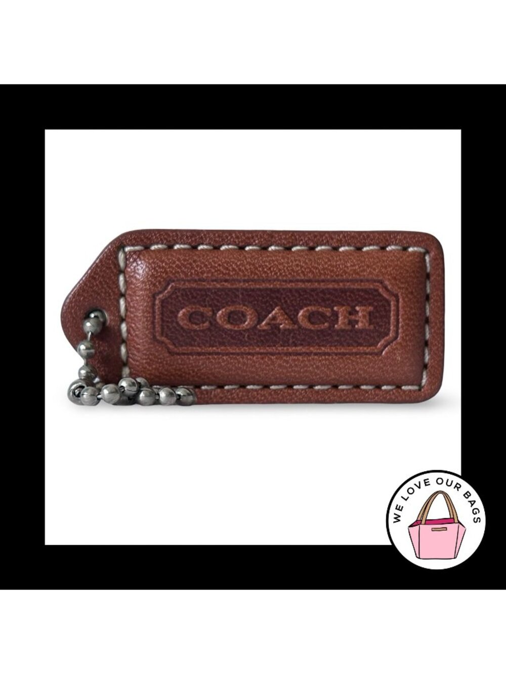 COACH Y2K VINTAGE Hang Tag 2" British Tan Brown Leather Bag Charm Keychain Fob